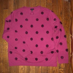 Talbots cranberry tinsel dot sweater